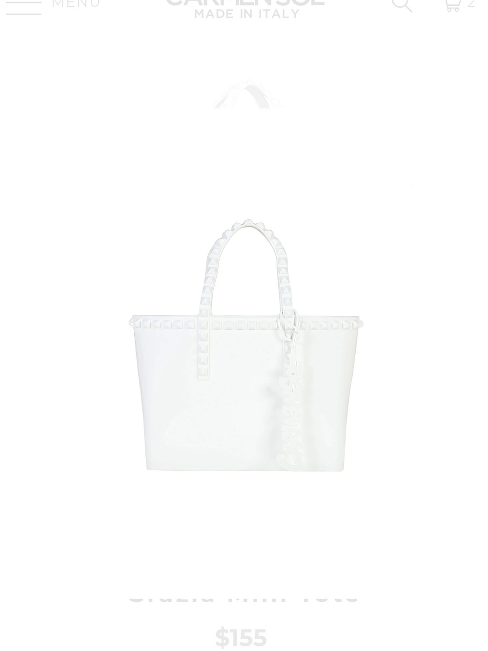 Carmen Sol Grazia Mini White Studded Tote Handbag - NEW
